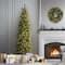 9 ft. Pre-Lit Carolina Pine Slim Artificial Christmas Tree with Flocked Pine Cones, Clear Lights